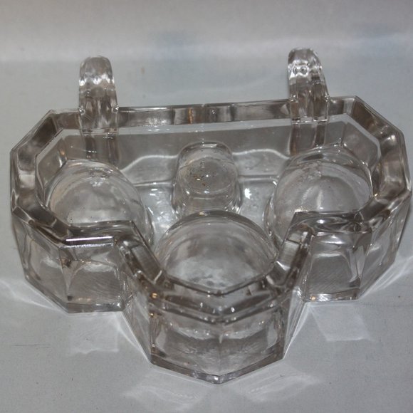 Vintage Desktop Glass Triple Inkwell Base Fountain Pen Rest Holder - Picture 4 of 4